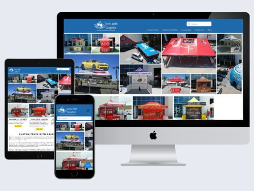 Custom web design & SEO: Tents with Graphics, El Monte CA