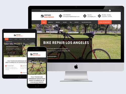 Affordable web design small business: Vintage Bike Repair, Los Angeles CA