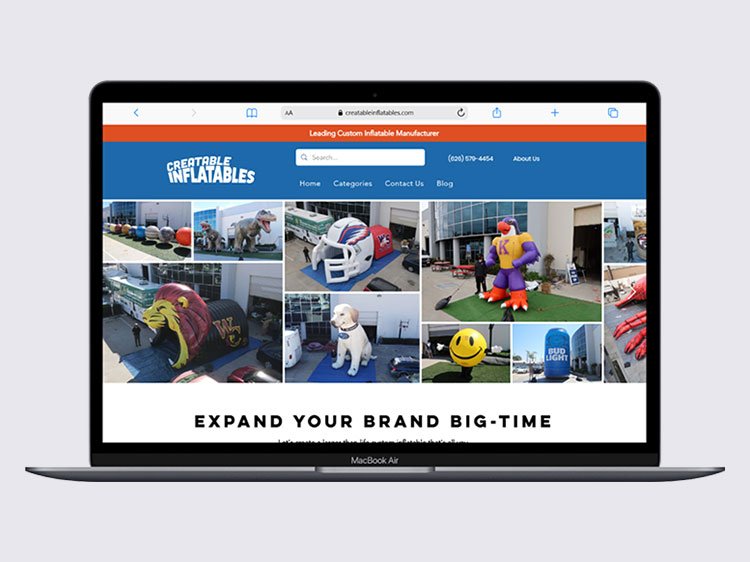 custom inflatables website design