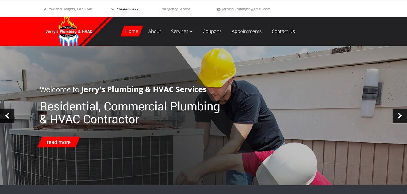 jerrys plumbing & hvc web design