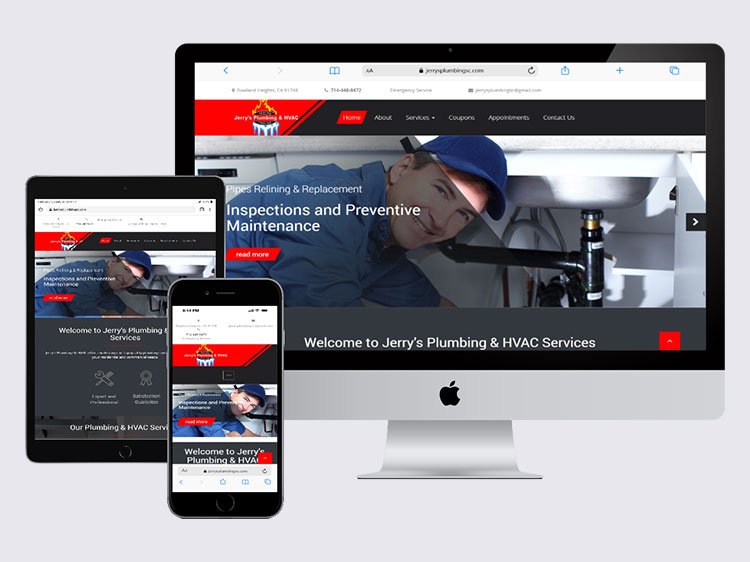 Jerry's Plumbing & HVAC website designed by Affordable Web Design Los Angeles