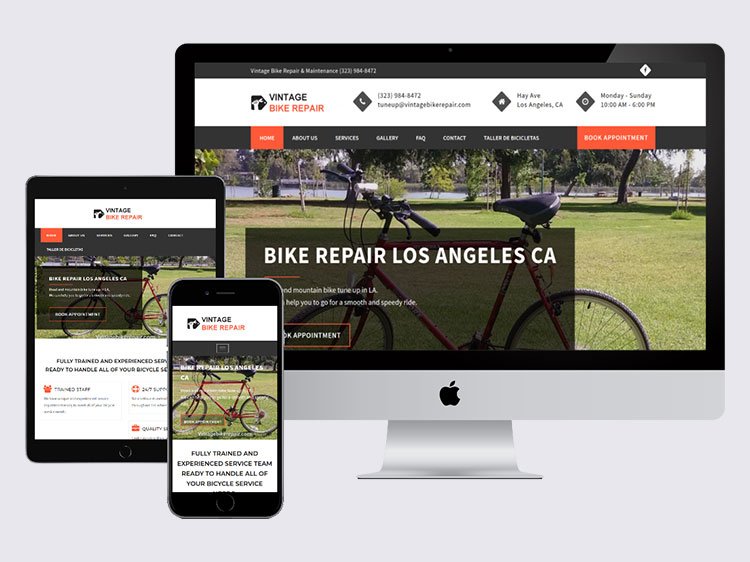 Vintage Bike Repair website designed by Affordable Web Design Los Angeles